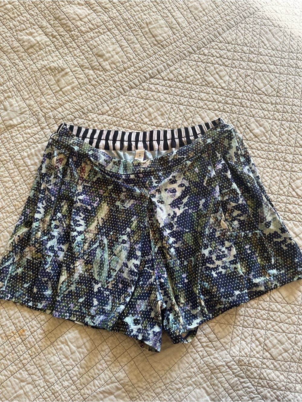 lululemon athletica Navy, Green & Cream Patterned Athletic Skort